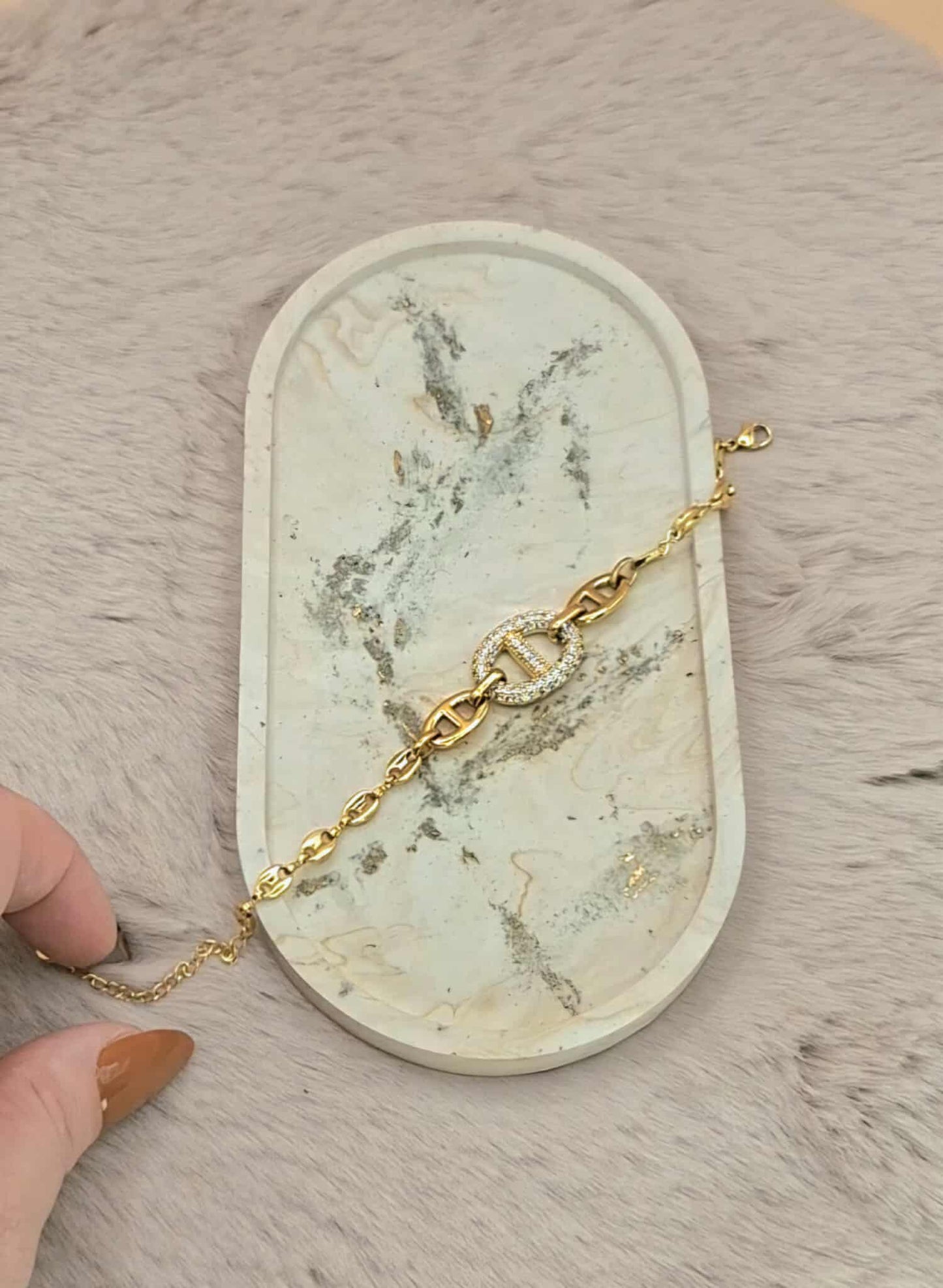 Plateau vide poche "Marbré gold"en Jesmonite