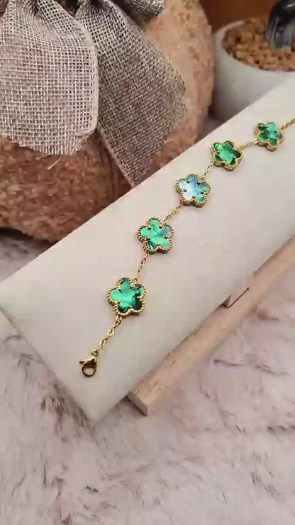Bracelet trèfles "Emeraude"