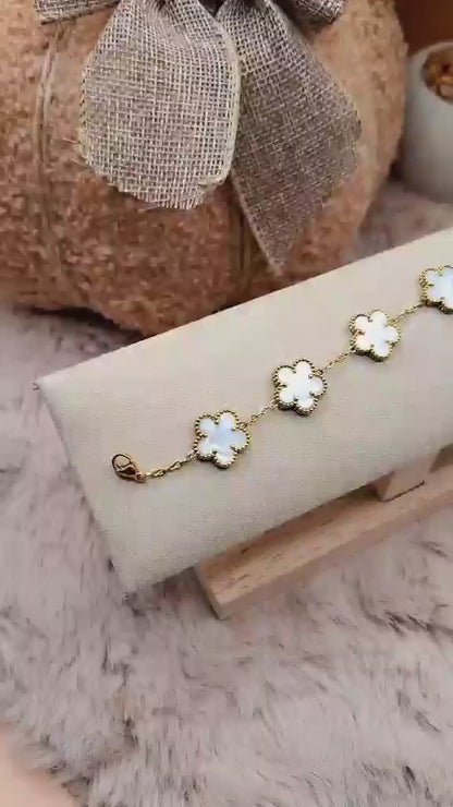 Bracelet trèfles "Blanc nacré"
